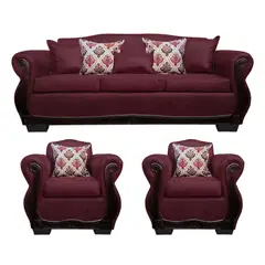 AMERICA DECORA - Living Con Resorte Estructural 6 Cuerpos 4+1+1 Grand Santi Envejecido Burdeo