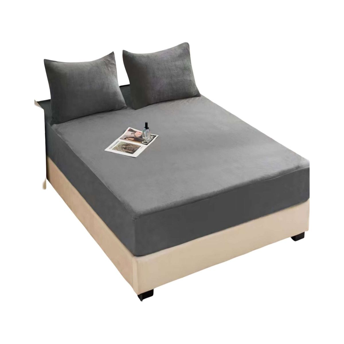 GENERICO - Cubre Colchon Protector Impermeable Plush - Gris - SUPER KING