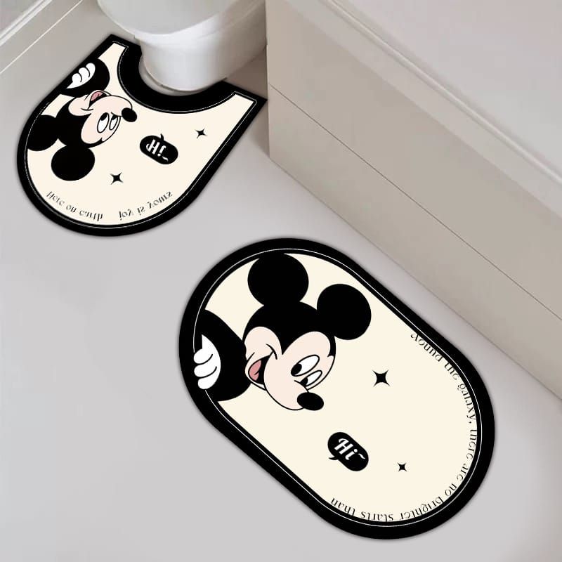 GENERICO - Set 2 Piezas Piso de Baño Alfombrilla de Soft Diatoms Mick Mouse