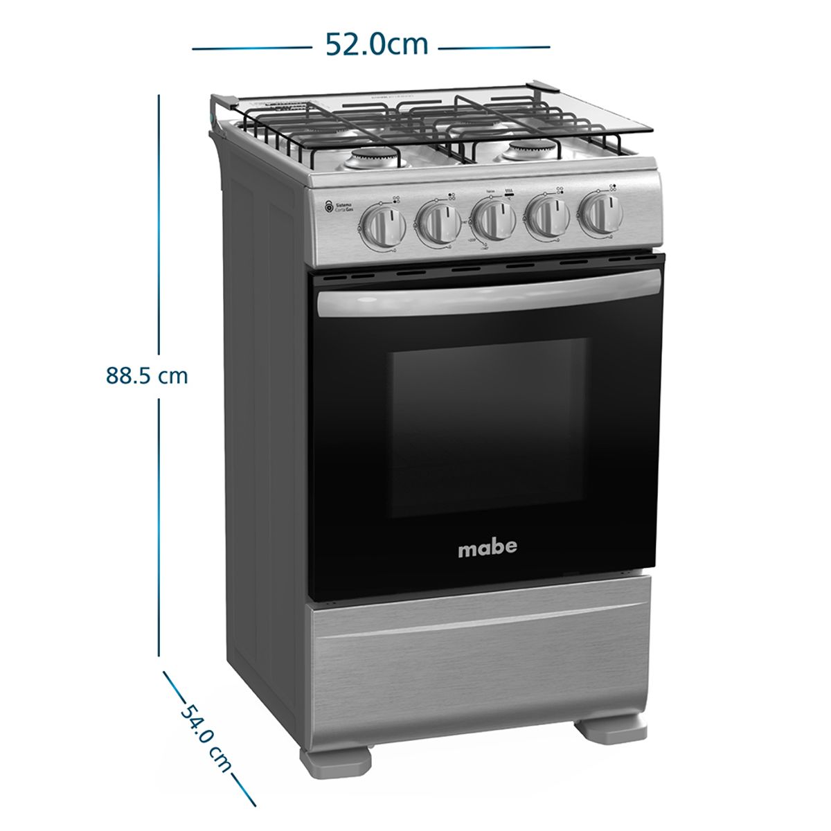 MABE - Cocina a Gas 51cm 4 platos válvula corta gas CMC5110AX1 Mabe