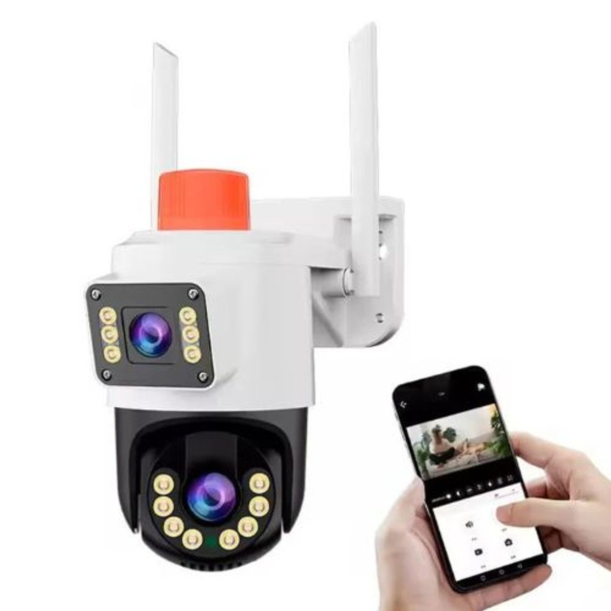 GENERICO - Cámara Seguridad Con Doble Lente + Alarma Inalámbrica Jortan