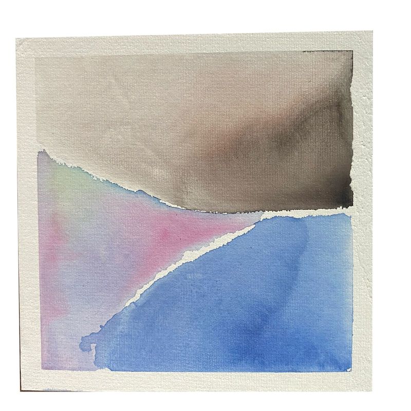 GENERICO - Cuadro decorativo abstracto acuarela 21x21 cm 4