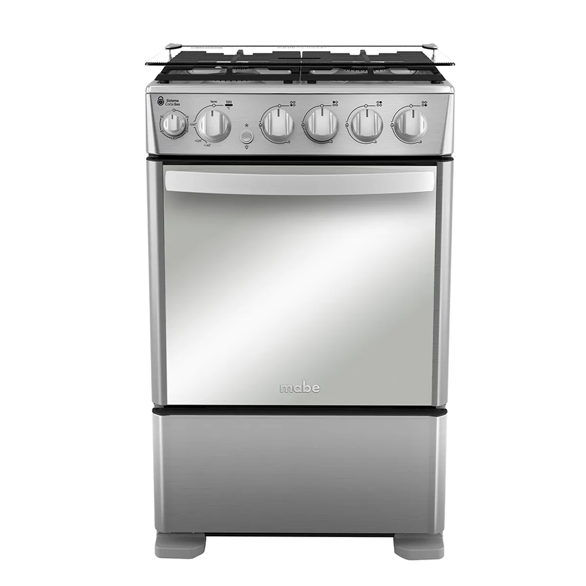MABE - Cocina a Gas 4 platos 55cm válvula corta gas CMC5540FX1 Mabe