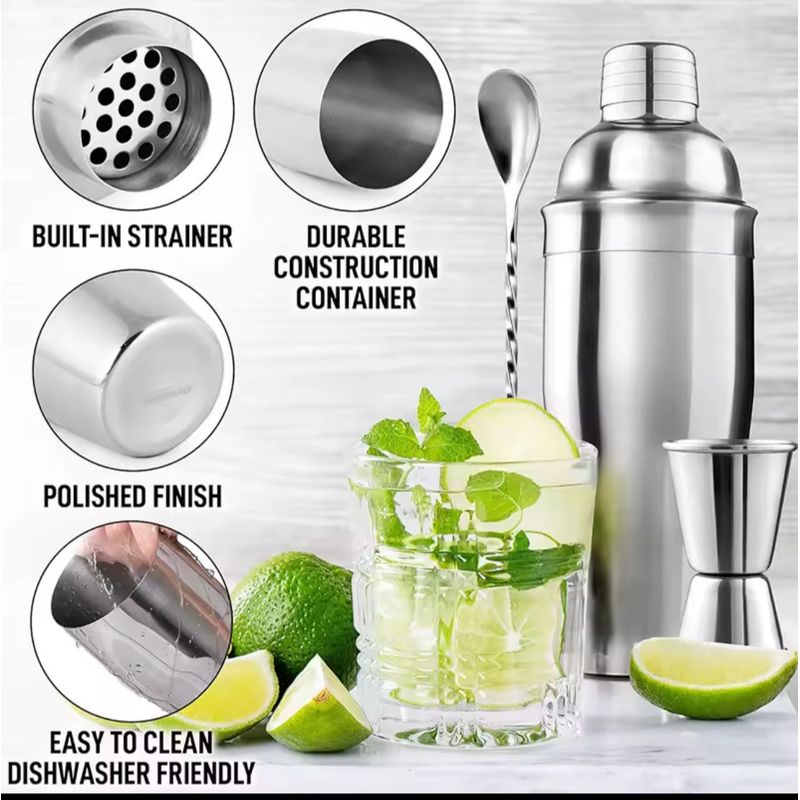 GENERICO - Set De Coctelería Para Bar Acero Inoxidable Para Bebidas 12pcs