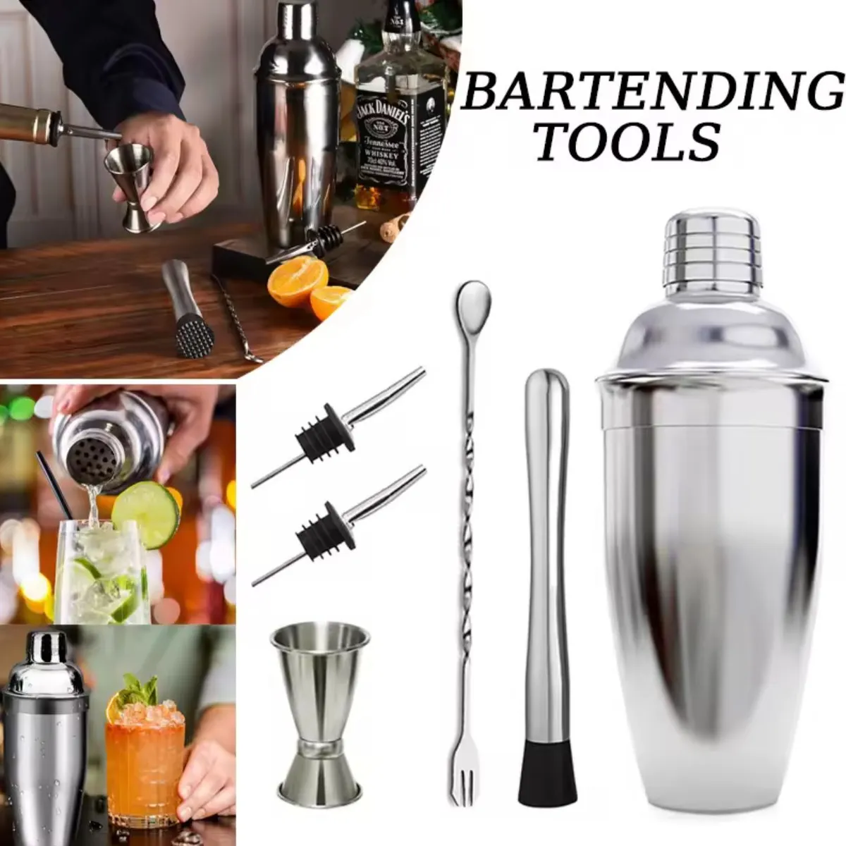 GENERICO - Set De Coctelería Para Bar Acero Inoxidable Para Bebidas 12pcs