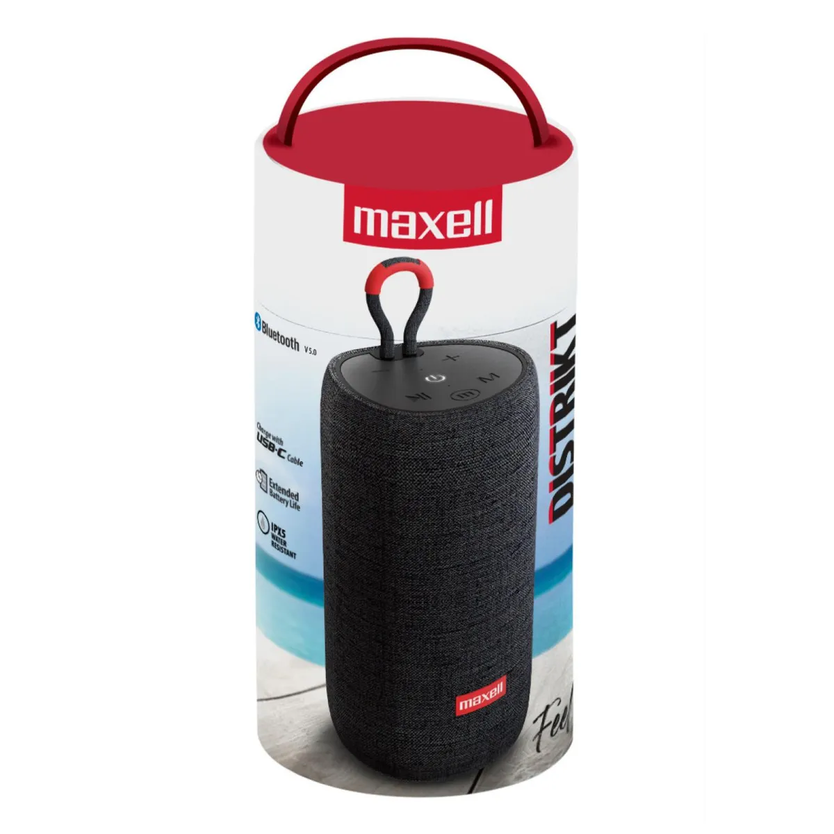 MAXELL - Parlante Mini Bluetooth Portatil 10W Negro Distrikt