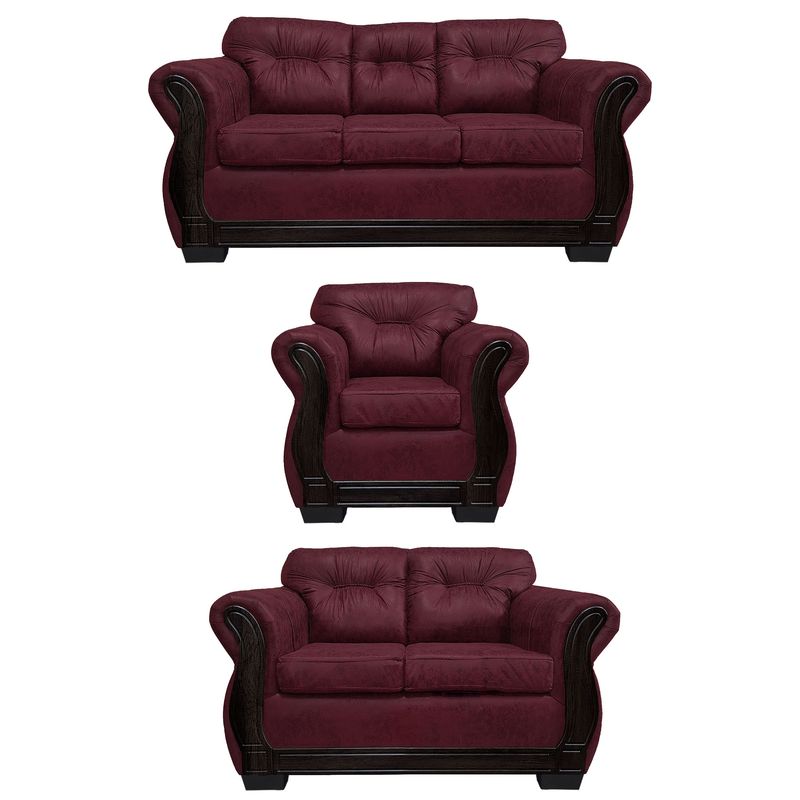 AMERICA DECORA - Living Con Respaldo Confortable 6 Personas Taurus 3+2+1 Envejecido
