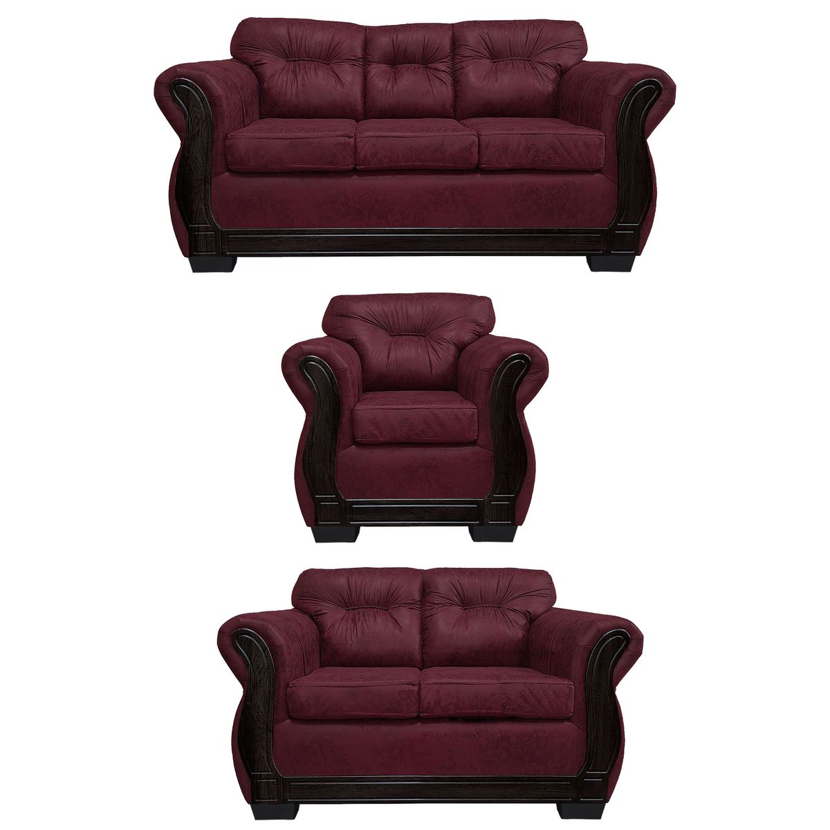 AMERICA DECORA - Living Con Respaldo Confortable 6 Cuerpos Taurus 3+2+1 Envejecido