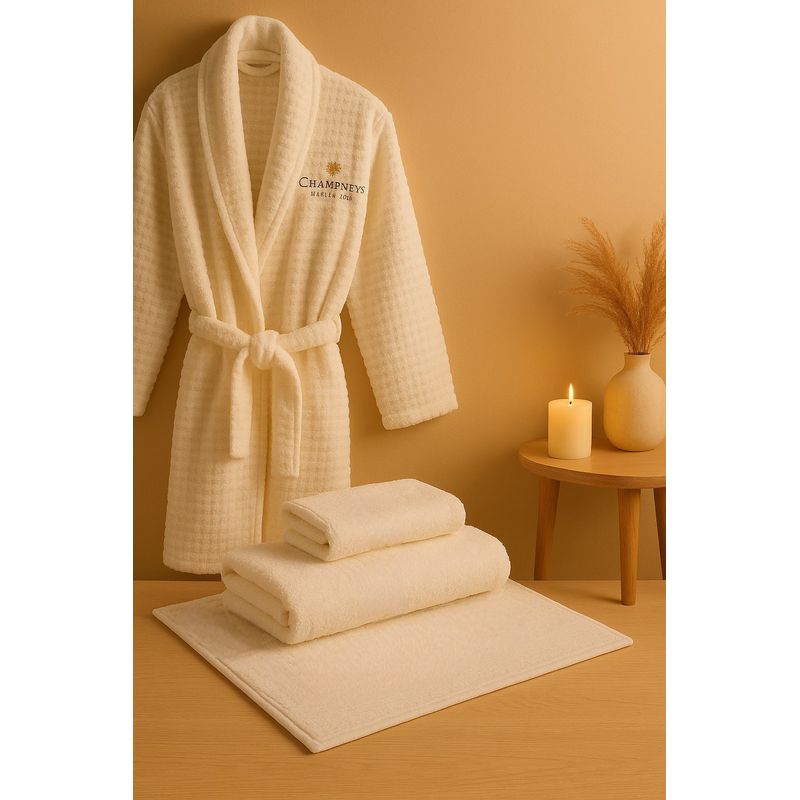 ANNGEBUT - Pack Spa Premium AnnGebut Bata + Toallas + Piso Blanco