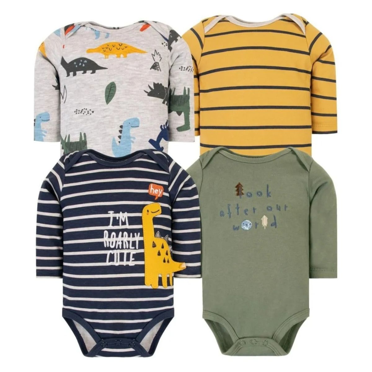 TEDMIMAK - Pack de 4 Bodies Dino bebé