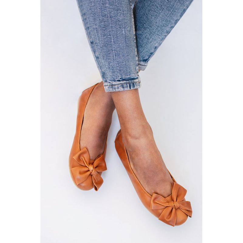 GANDARVA - Ballerina Mujer De Cuero Lilly Camel
