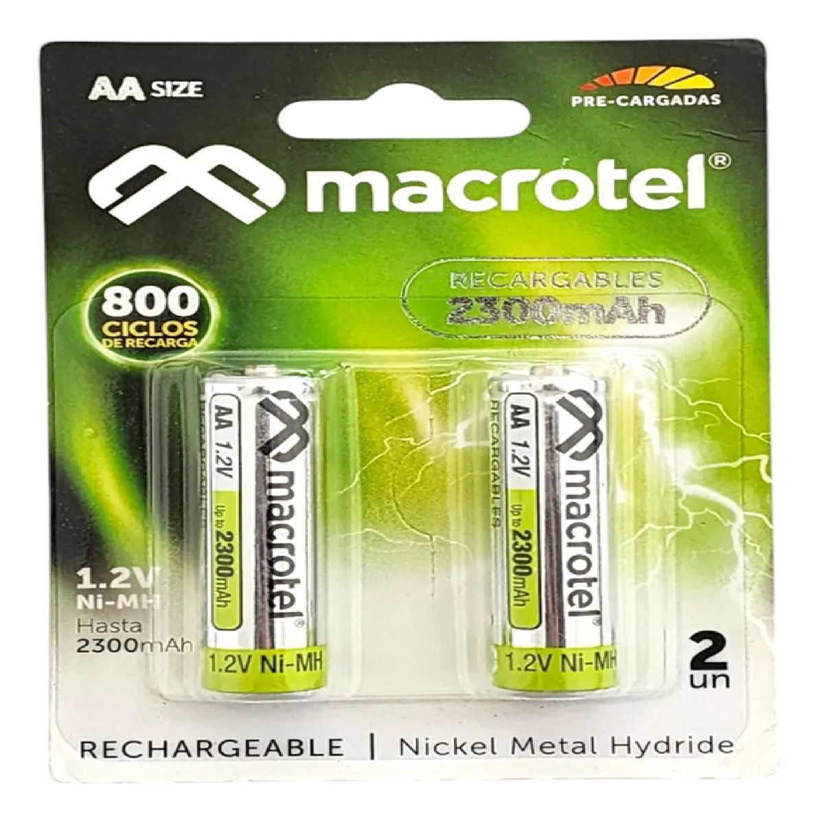 GENERICO - Pack 2 Pilas Recargables Aa 1.2v Macrotel 2300mha
