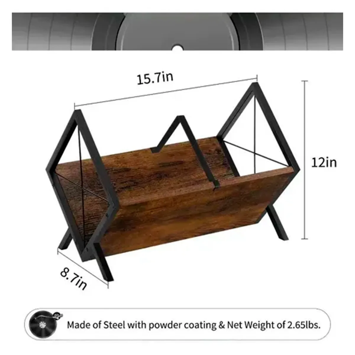 IDEEHOUSE - Revistero Metálico con Estilo Industrial y Acabado de Madera Rústica