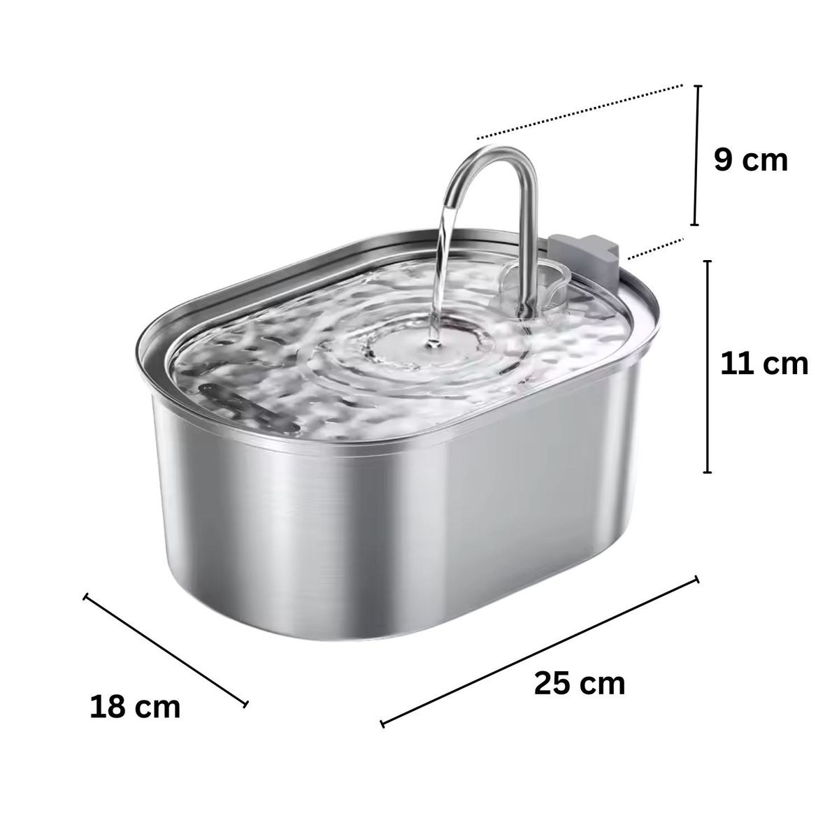 GENERICO - Bebedero Inox Gatos Llave Silencioso Ovalado 3.2 L