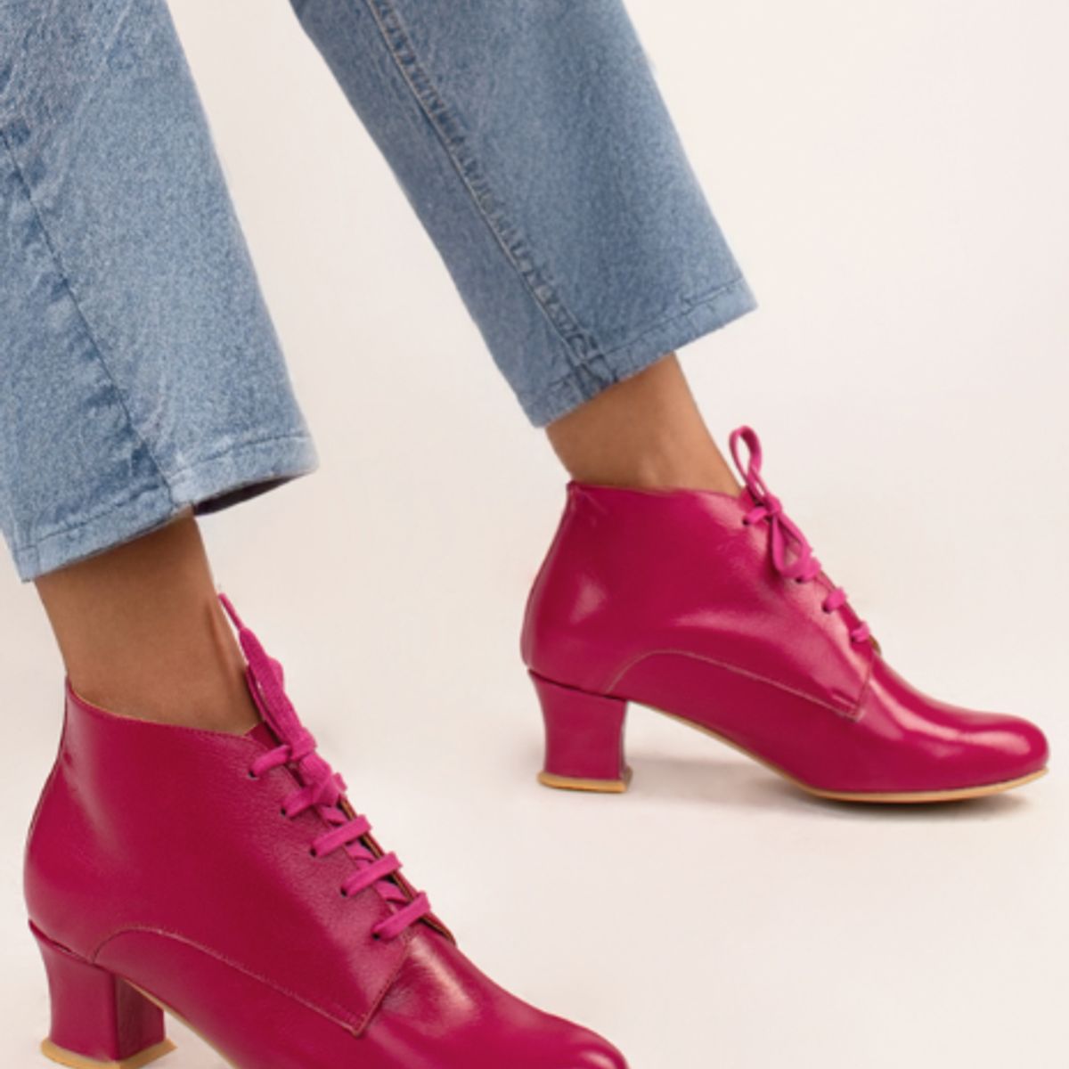 GANDARVA - Botín Mujer De Cuero Amaranta Fucsia 5 cm