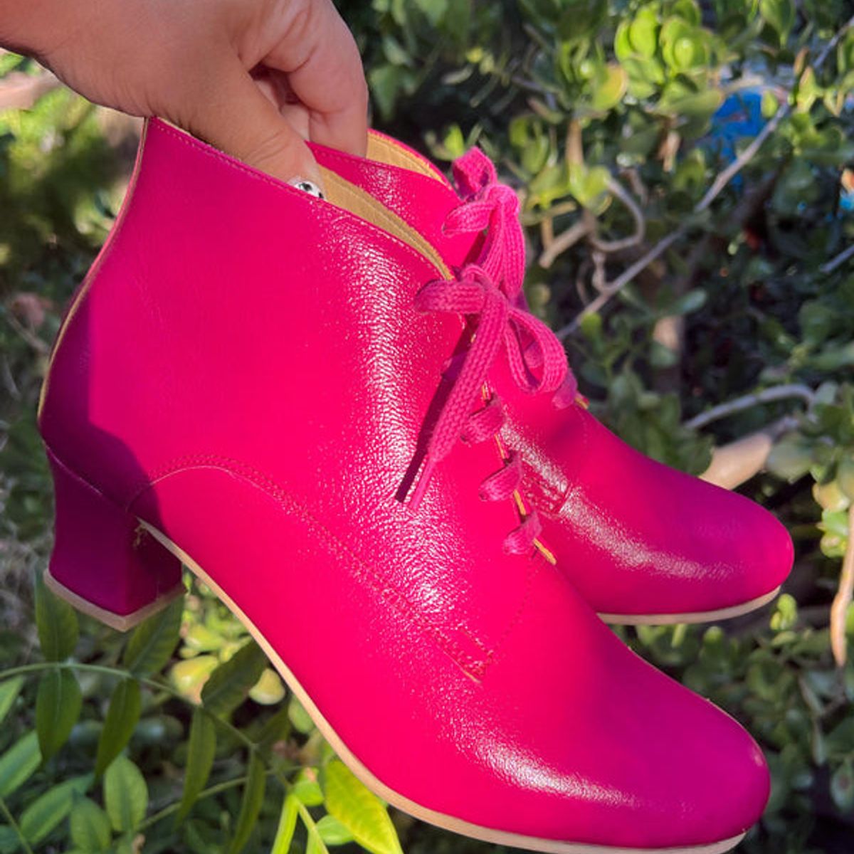 GANDARVA - Botín Mujer De Cuero Amaranta Fucsia 5 cm