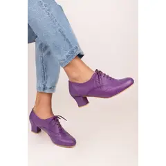 GANDARVA - Zapato Mujer De Cuero Oxford Morado 5 cm