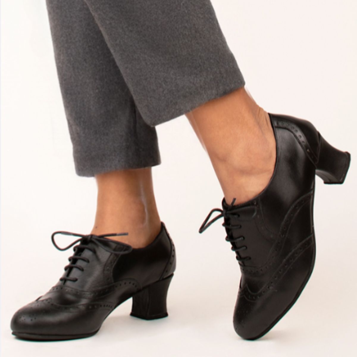 GANDARVA - Zapato Mujer De Cuero Oxford Negro 5 cm