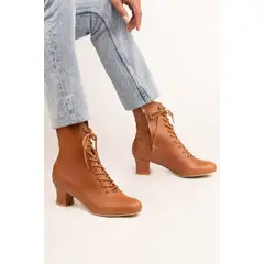 GANDARVA - Botín Mujer De Cuero Atenea Camel 5 cm