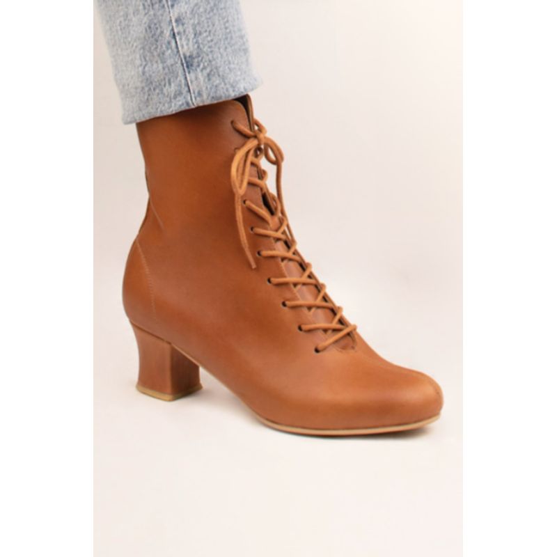 GANDARVA - Botín Mujer De Cuero Atenea Camel 5 cm