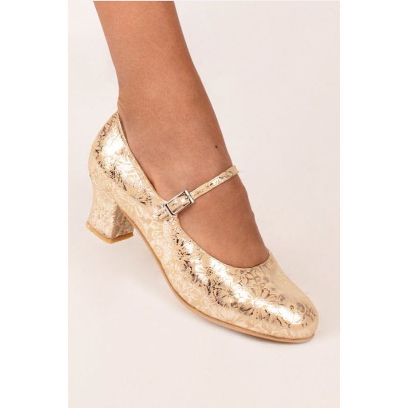 GANDARVA - Zapato Mujer De Cuero Almudena Dorado 5 cm