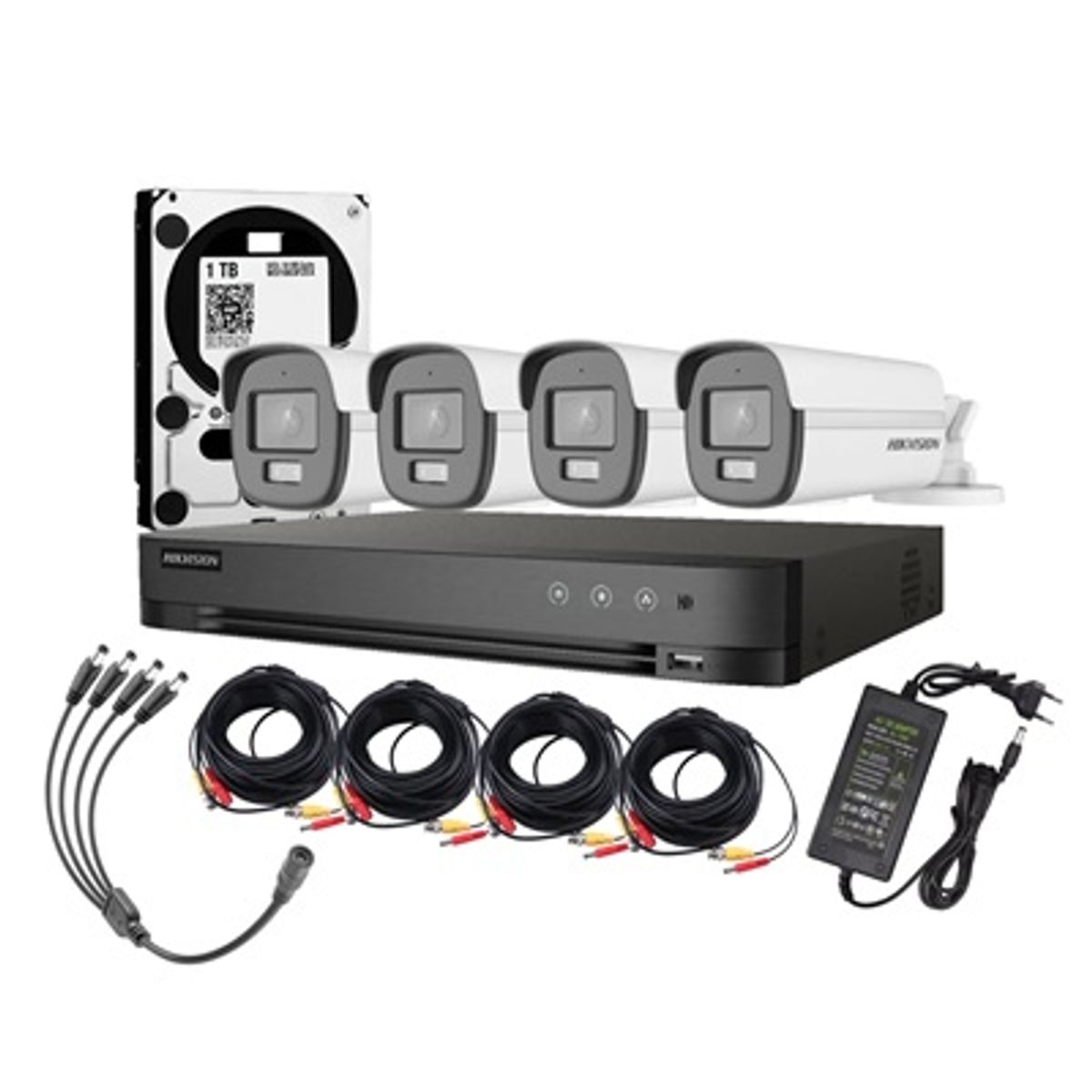 HIKVISION - Kit 4 Cámaras Hikvision ColorVU 4 Bala Full Color de Noche