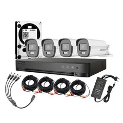 HIKVISION - Kit 4 Cámaras ColorVU 4 Bala Full Color de Noche