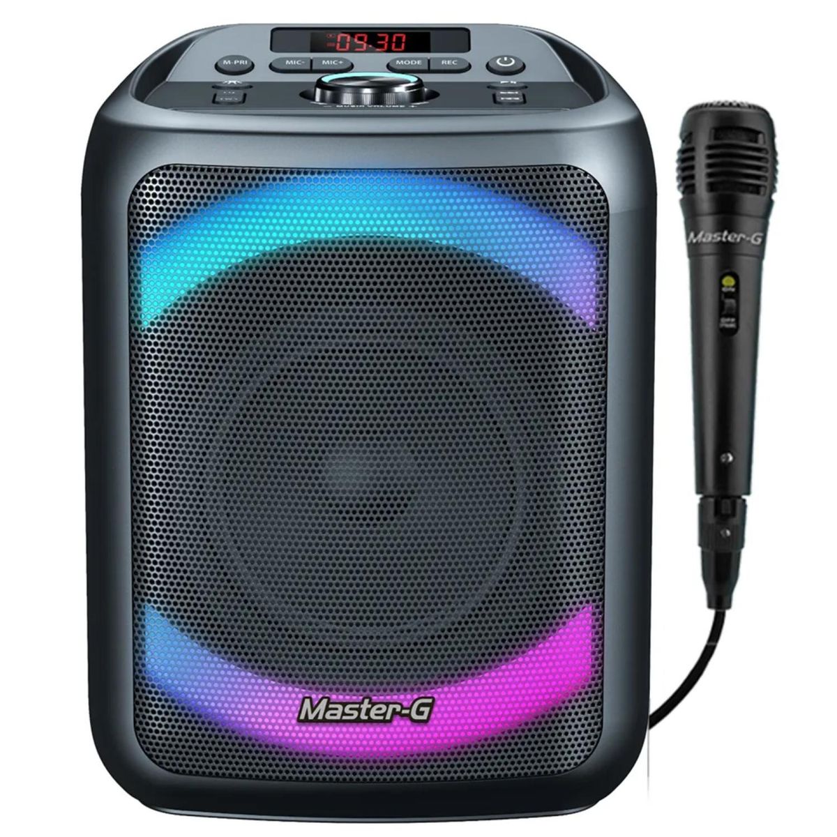 MASTER G - Parlante Bluetooth Portatil 15W Karaoke LED Cypher