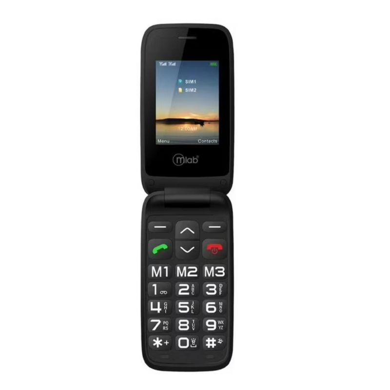 MLAB - Telefono Senior Tipo Almeja 4G Negro Shell 9204