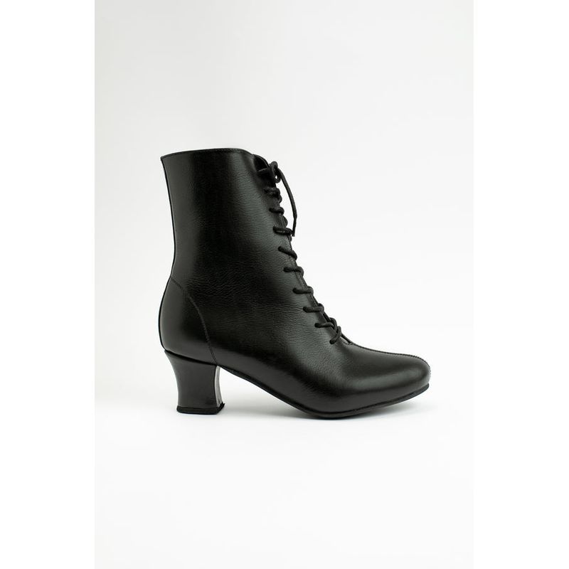 GANDARVA - Botín Mujer De Cuero Atenea Negro Opaco 5 cm