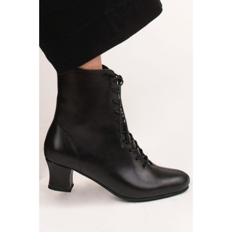 GANDARVA - Botín Mujer De Cuero Atenea Negro Opaco 5 cm