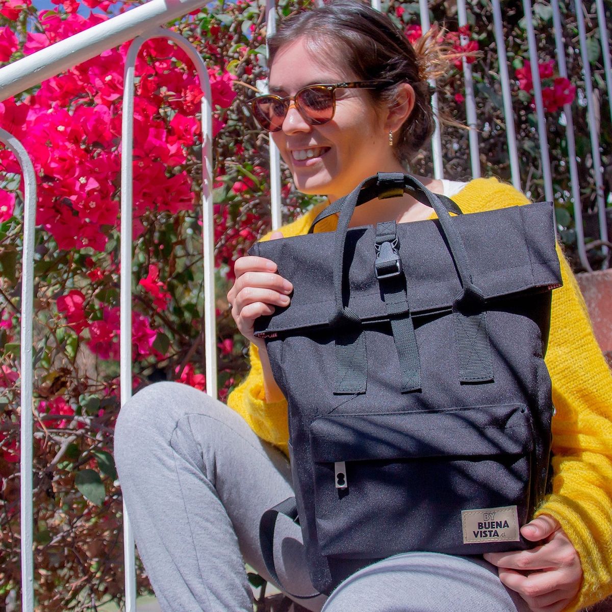 BUENAVISTA - Mochila Impermeable para Notebook 14 Roll Negra