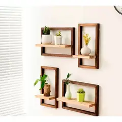 IDEEHOUSE - Set de 4 Repisas de Madera Estilo Marco