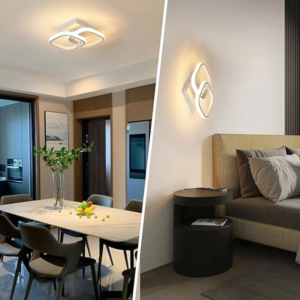 CASA NEW - Lámpara de Techo Moderna Salon Cuadrado Blanco