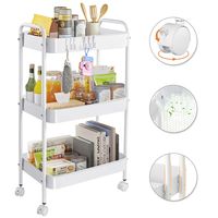 Carrito Organizador Metal 3 Niveles Estante Ruedas Bloqueables Blanco