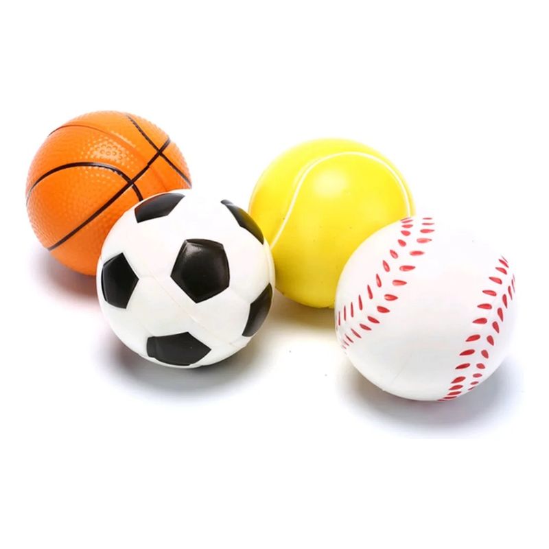 GENERICO - 4 X Pelota Deportes Anti Estrés Espuma 7cm Sorpresa Variado