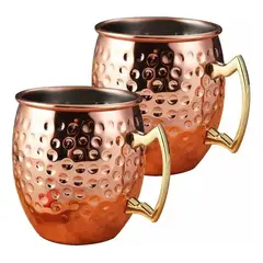 GENERICO - Set 2 Vasos Mug Jarra Para Tragos Moscow Mule + Bombilla