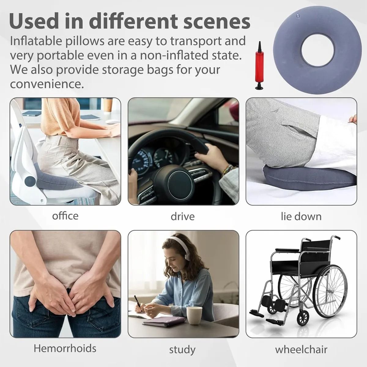 GENERICO - Cojin Dona Ortopedicas Para Las Hemorroides Inflable Asiento