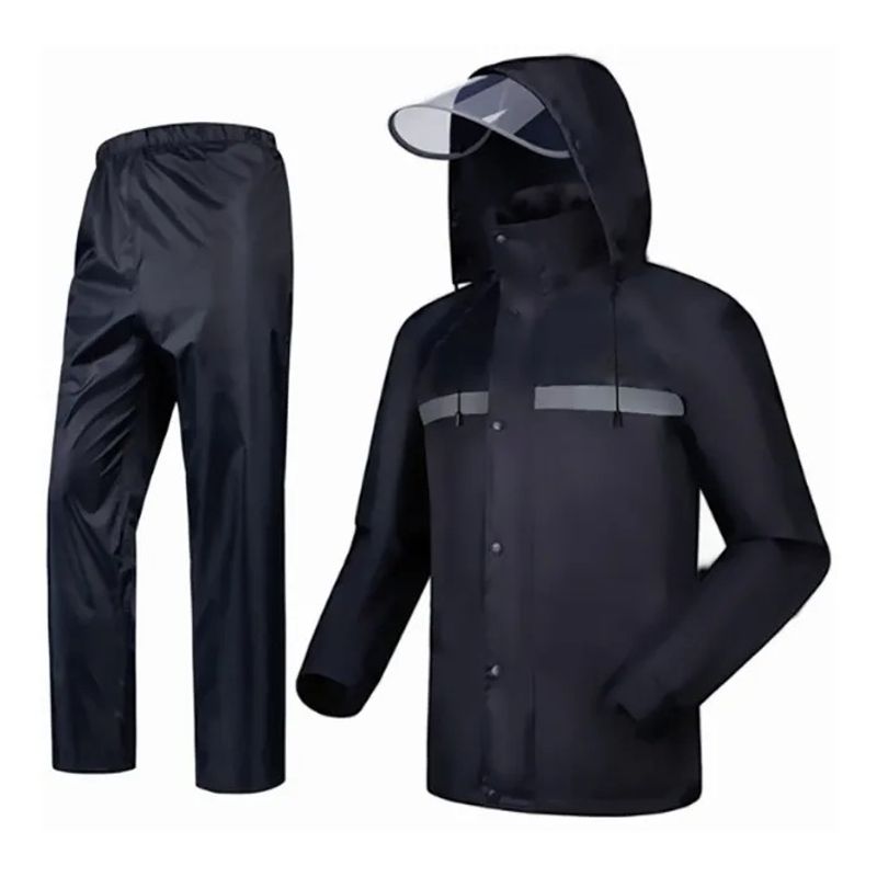 GENERICO - Impermeable Motociclista Negro Reflejantestraje De Agua