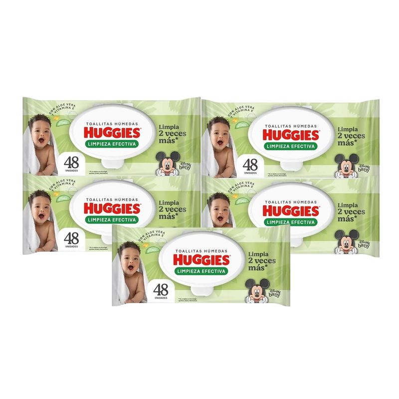HUGGIES - Pack X5 Toallitas Húmedas Huggies Limpieza Efectiva