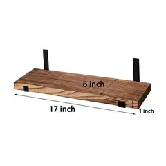IDEEHOUSE - Set de 4 Repisas de Madera con Soportes Metálicos