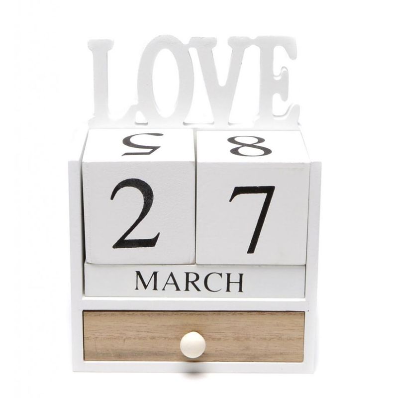 GENERICO - Calendario Decorativo Vintage Love  Bloques Madera