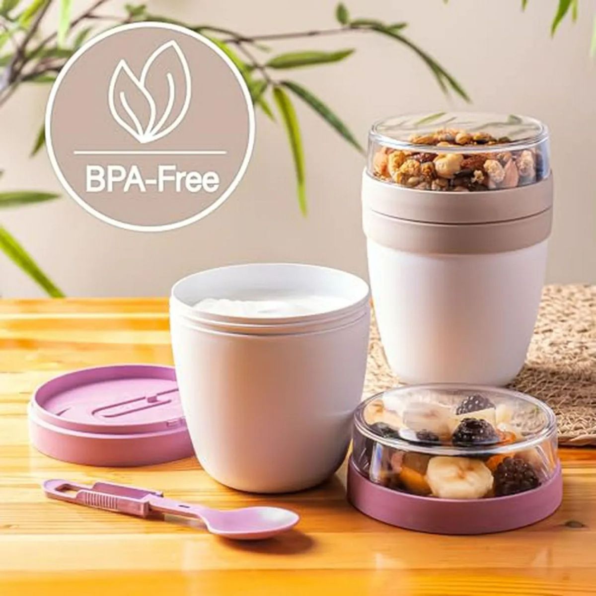 TITIZ - Vaso Para Yogurt Frutas y Cereales Titiz 650ml Crema