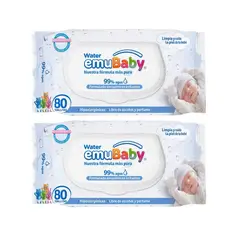 EMUBABY - X2 Toallitas Húmedas Water 80unid Hipoalergénicas