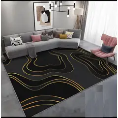 GENERICO - Alfombra NEGRA DISEÑO DORADO 160X200 PARA LIING PEQUEÑO WM