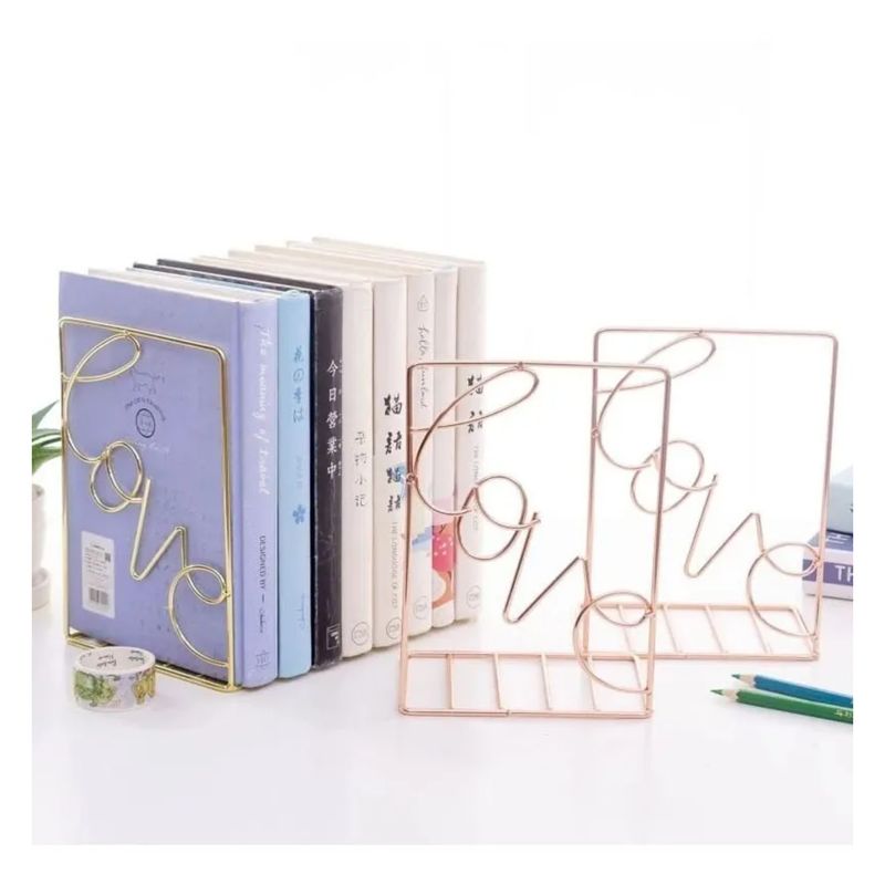 GENERICO - Sujetador Porta Libros Diseño Love Decorativo Hogar