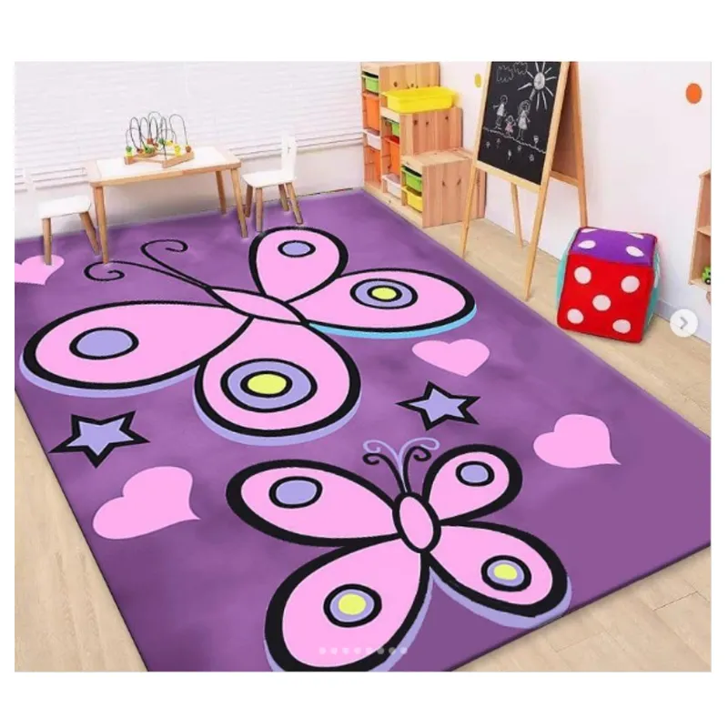GENERICO - Alfombra para niña morada diseño mariposa 120x160 cm wm