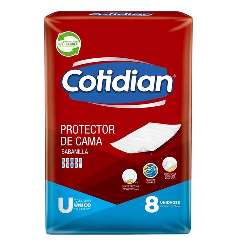 COTIDIAN - Protector De Cama Cotidian Sabanilla 8unid Gel Absorbente