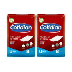 COTIDIAN - X2 Protector De Cama Sabanilla 8unid Gel Absorbente
