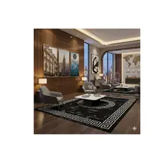 GENERICO - Alfombra MODERNA 200X240 CM NEGRA CON RALLA BLANCA